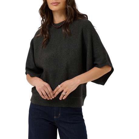 Pull anthracite uni avec une coupe droite et des manches courtes - Image 5