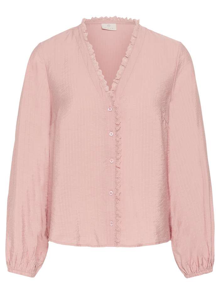 Chemisier rose unie avec une coupe droite et des manches longues