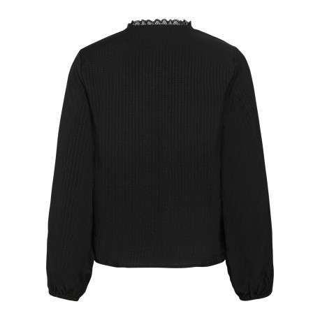 Chemisier noir uni avec une coupe droite et des manches longues - Image 2