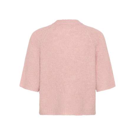 Pull rose uni avec une coupe droite et des manches courtes - Image 2
