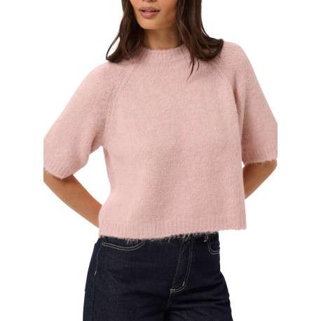 Pull rose uni avec une coupe droite et des manches courtes - Image 3