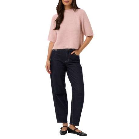 Pull rose uni avec une coupe droite et des manches courtes - Image 5