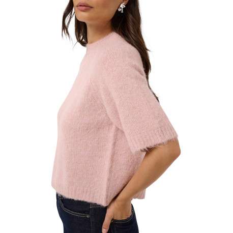 Pull rose uni avec une coupe droite et des manches courtes - Image 6
