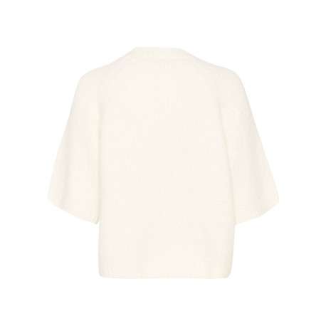 Pull écru uni avec une coupe droite et des manches courtes - Image 2