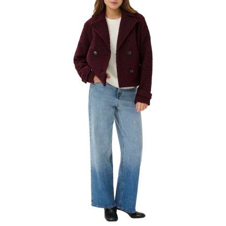 Blazer marron uni avec une coupe droite et un col à revers - Image 5