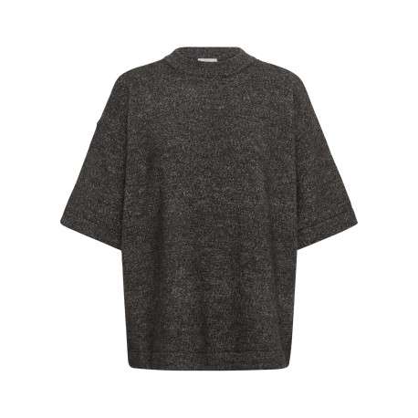 Pull anthracite uni avec une coupe large et des manches courtes