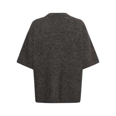 Pull anthracite uni avec une coupe large et des manches courtes - Image 2