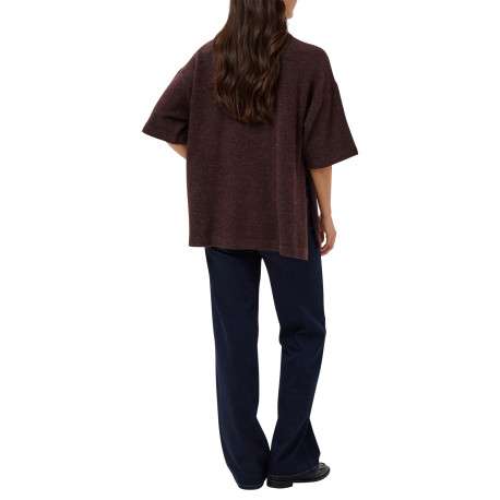 Pull marron uni avec une coupe large et des manches courtes - Image 4