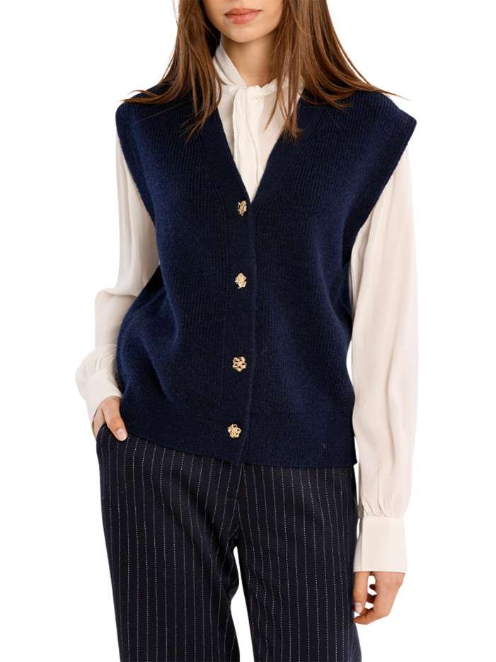 Gilet bleu marine à coupe...
