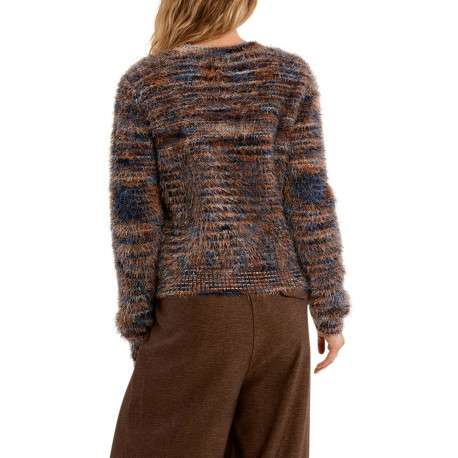 Pull multicolore à coupe droite pourvu d'une maille duveteuse - Image 2
