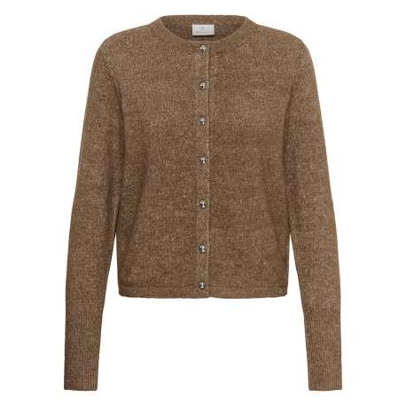 Gilet taupe uni avec une coupe droite et des manches longues