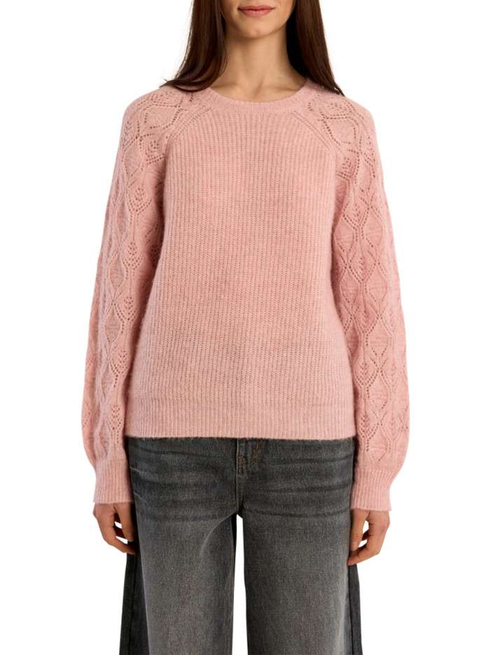Pull rose uni à manches...