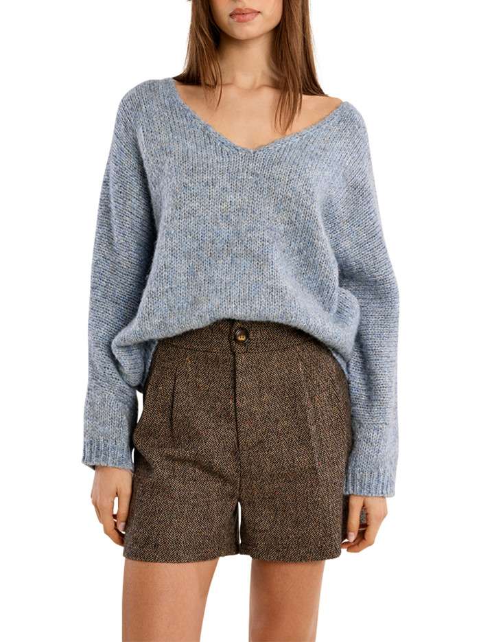 Pull bleu à grosses mailles...