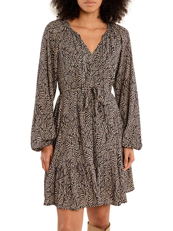 Robe beige et noire à...