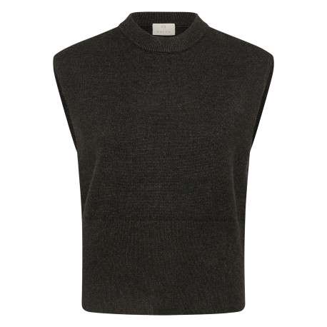 Pull anthracite uni pourvu d'une coupe droite et d'un col rond