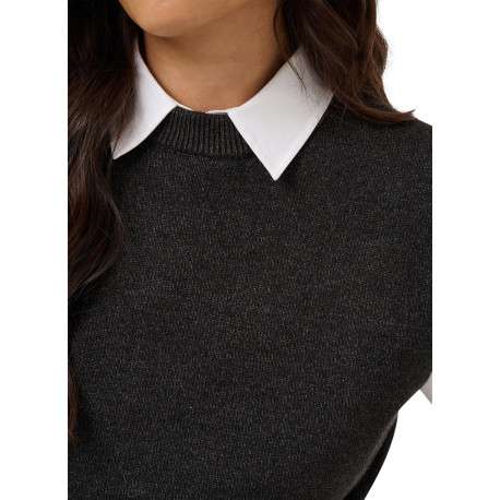 Pull anthracite uni pourvu d'une coupe droite et d'un col rond - Image 6