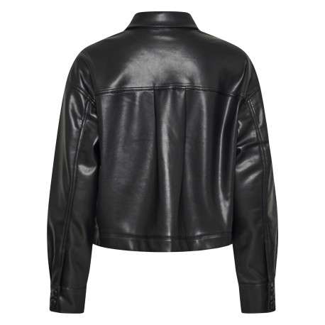Chemisier noir uni avec une coupe droite et un col à revers - Image 2