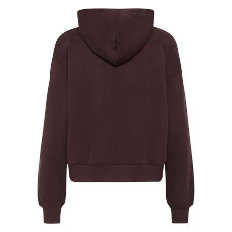 Sweat en coton mélangé marron uni avec une coupe droite et une capuche - Image 2