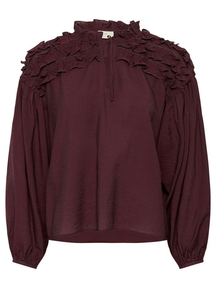 Blouse bordeaux unie avec...