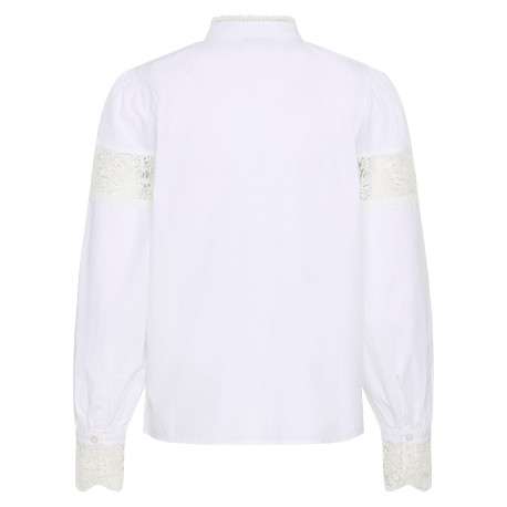 Chemisier en coton blanc à motif floral avec une coupe droite et un col montant - Image 2