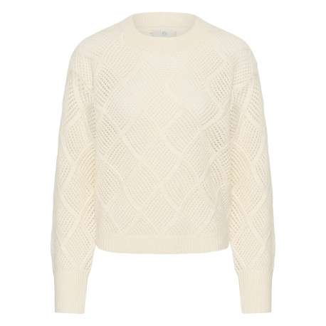 Pull écru uni avec une coupe droite et des manches longues