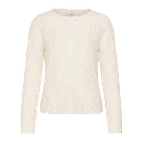 Pull écru uni avec une coupe droite et des manches longues