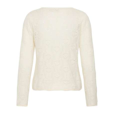 Pull écru uni avec une coupe droite et des manches longues - Image 2