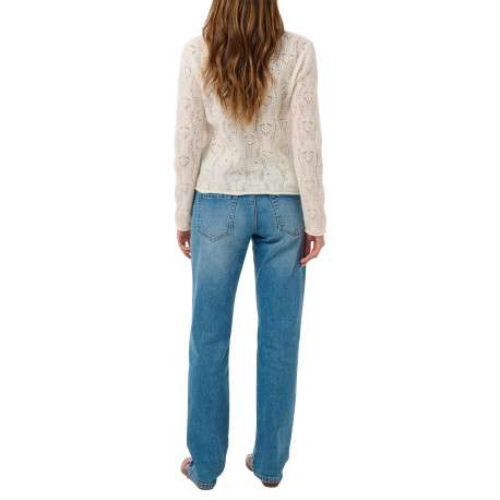 Pull écru uni avec une coupe droite et des manches longues - Image 4