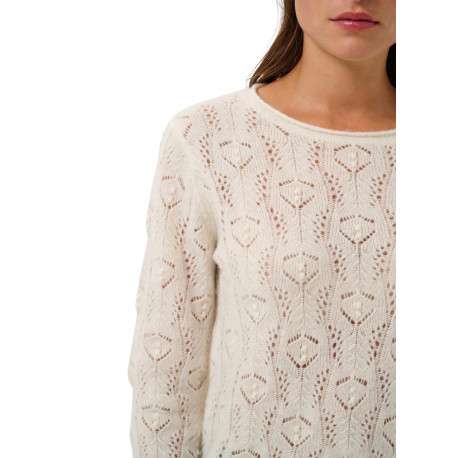 Pull écru uni avec une coupe droite et des manches longues - Image 6