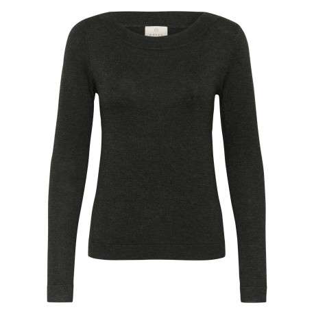 Pull anthracite uni avec une coupe ajustée et des manches longues