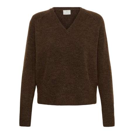 Pull brun uni avec une coupe droite et des manches longues