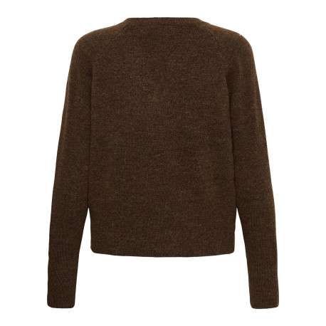 Pull brun uni avec une coupe droite et des manches longues - Image 2