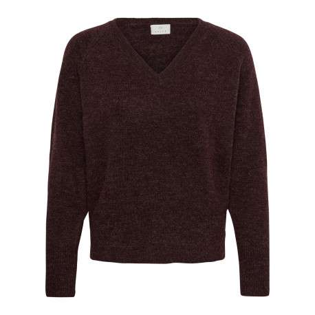 Pull marron uni avec une coupe droite et des manches longues