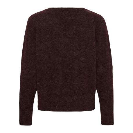 Pull marron uni avec une coupe droite et des manches longues - Image 2