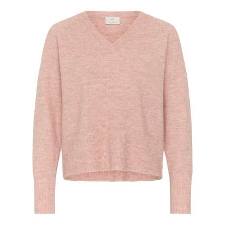 Pull rose uni avec une coupe droite et des manches longues