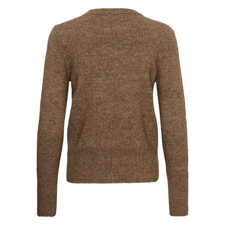 Pull taupe uni avec une coupe droite et des manches longues - Image 2