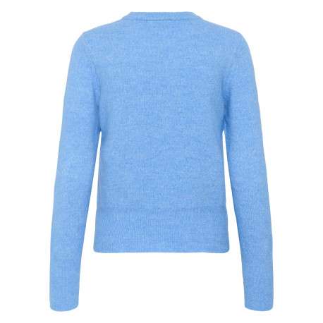 Pull bleu uni avec une coupe droite et des manches longues - Image 2