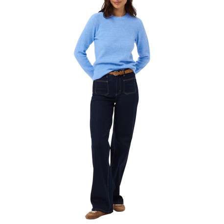 Pull bleu uni avec une coupe droite et des manches longues - Image 3