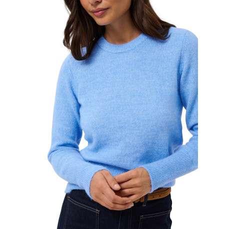 Pull bleu uni avec une coupe droite et des manches longues - Image 5