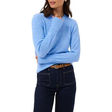 Pull bleu uni avec une coupe droite et des manches longues - Image 6