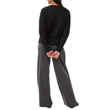 Pull noir uni avec une coupe droite et des manches longues - Image 4