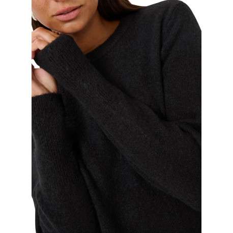 Pull noir uni avec une coupe droite et des manches longues - Image 6