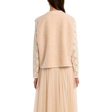 Veste sans manches écrue avec une coupe droite et un tissu effet sherpa - Image 3