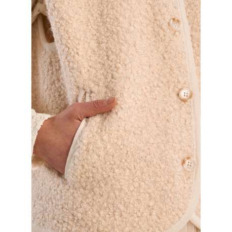 Veste sans manches écrue avec une coupe droite et un tissu effet sherpa - Image 5