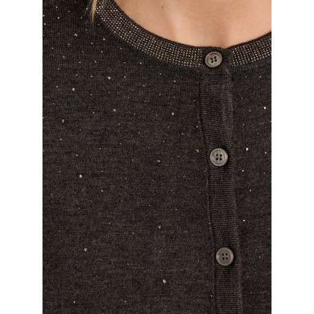 Gilet gris sintillant pourvu d'une coupe droite et d'un col rond - Image 5
