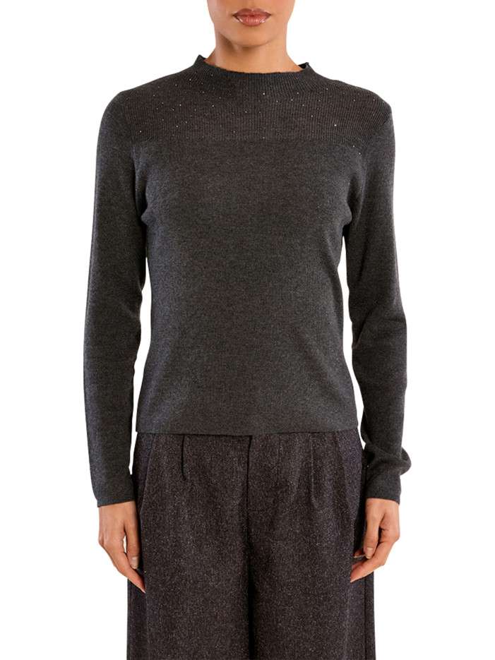 Pull gris uni à coupe...