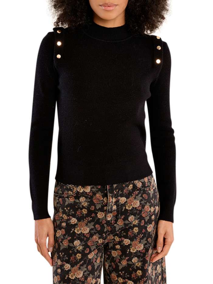 Pull noir uni à coupe...