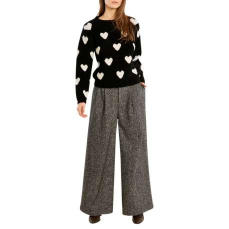 Pull noir à coupe droite avec un col rond et des manches longues - Image 2
