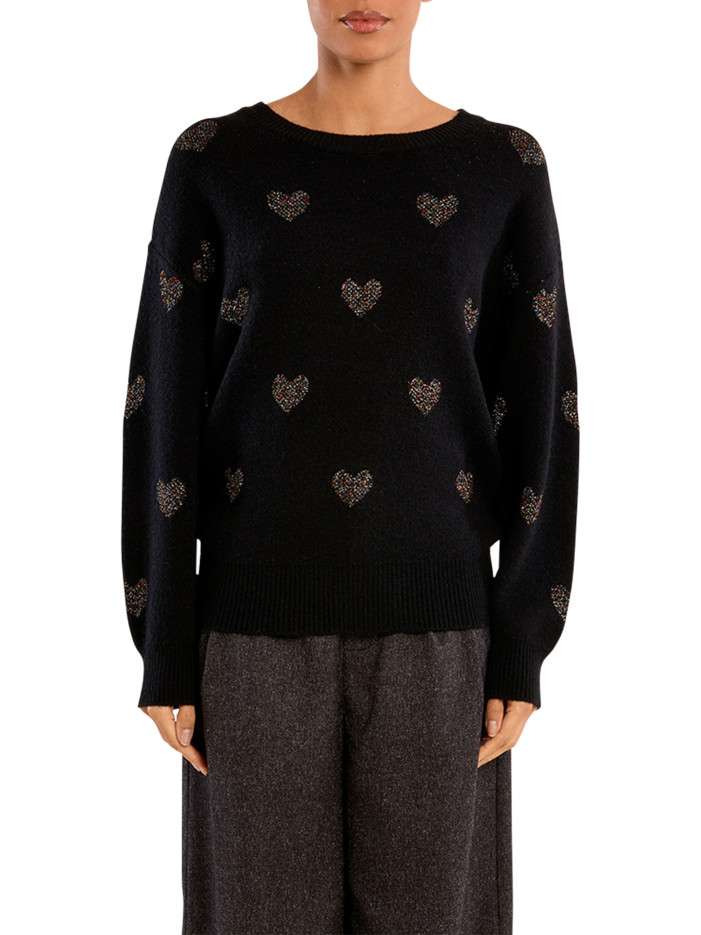Pull noir à motifs brodés...