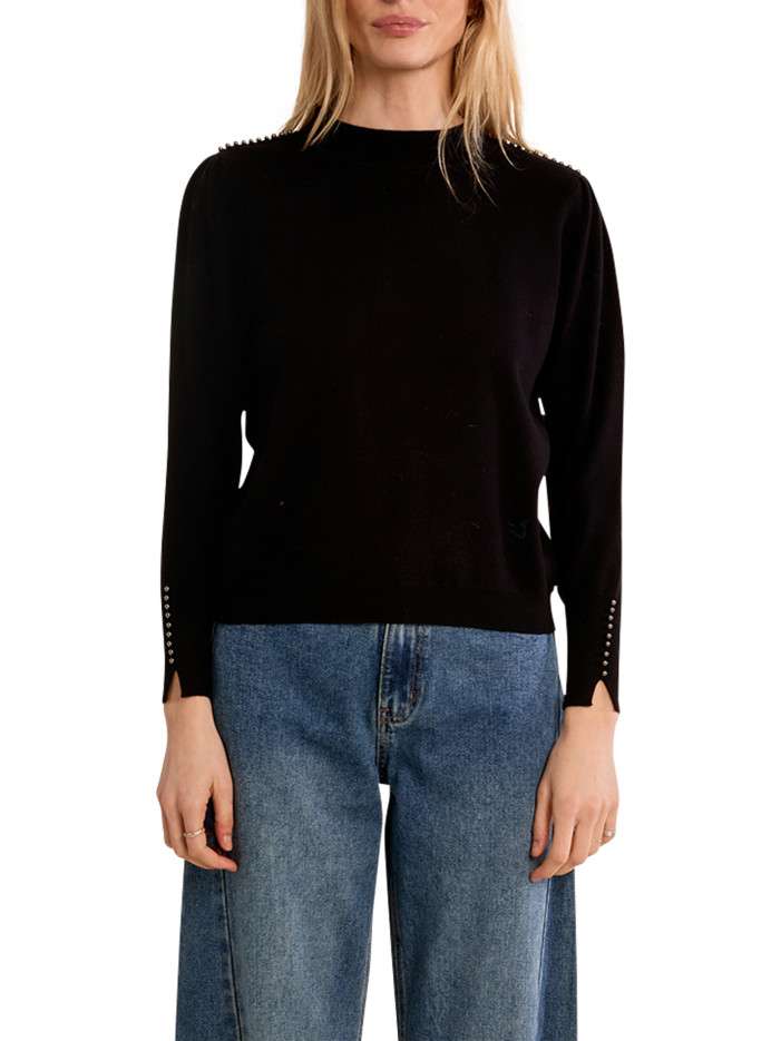 Pull noir uni à coupe...